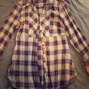 Long Sleeve Purple Plaid Shirt